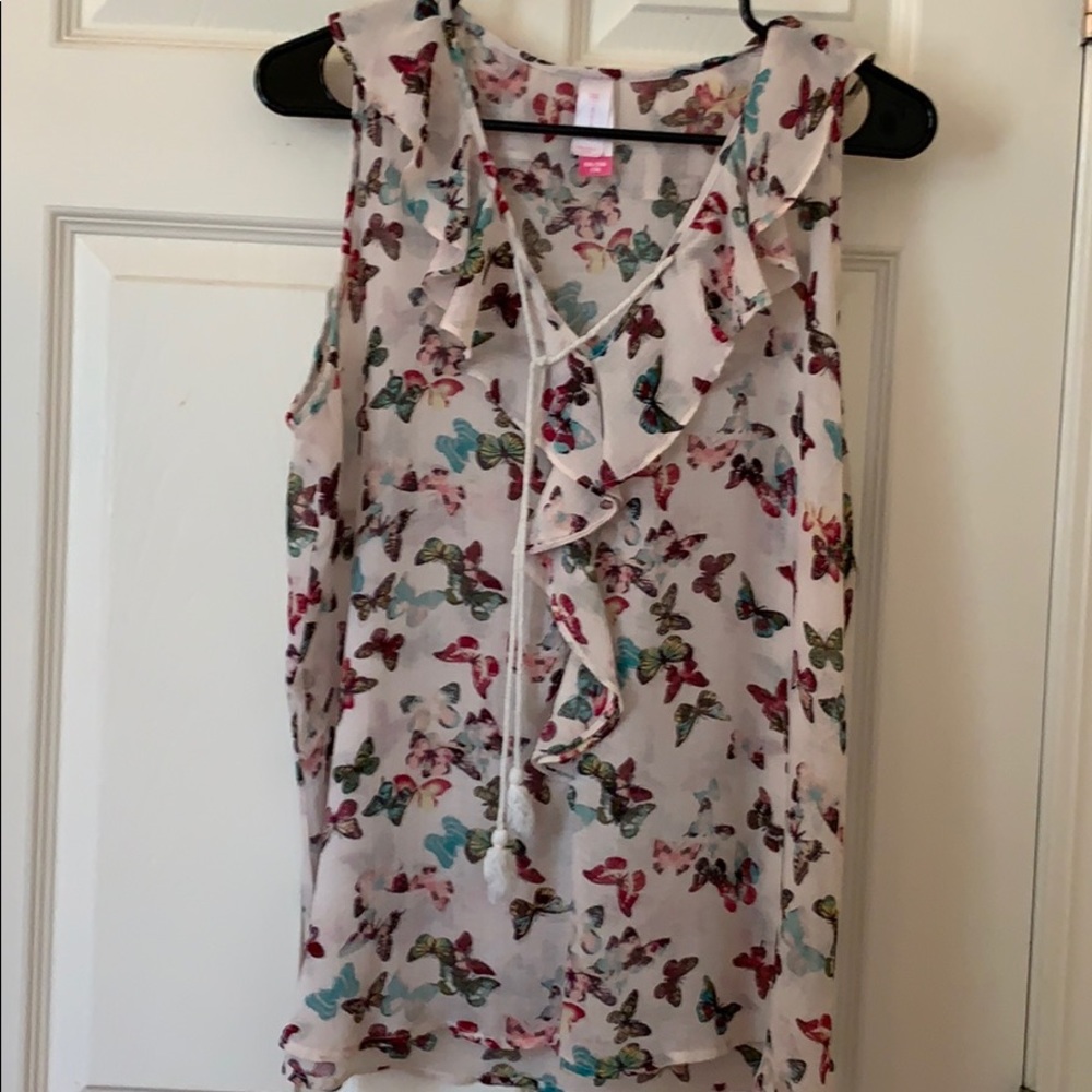 No Boundaries Butterflies print sleeveless top (A)